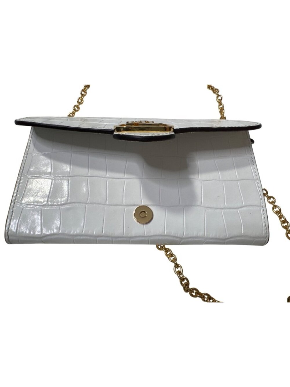 NWT Lauren Ralph Lauren Croc-Embossed Adair Crossbody Handbags White Sz Medium - Picture 3 of 8